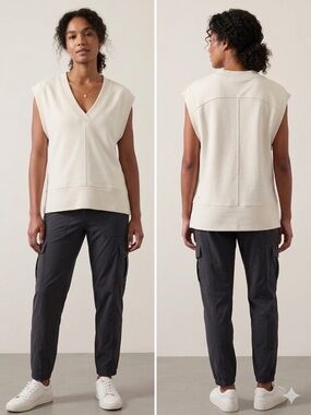 Athleta Off-White V-Neck Sweater Vest